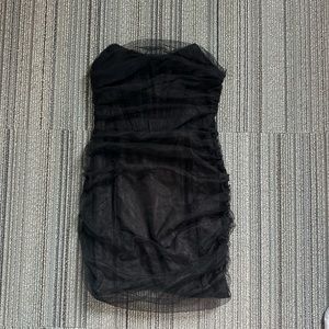 White fox black dress